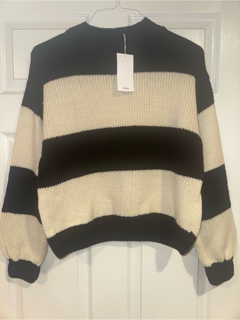 Mango Brown and Cream Striped Knit Sweater